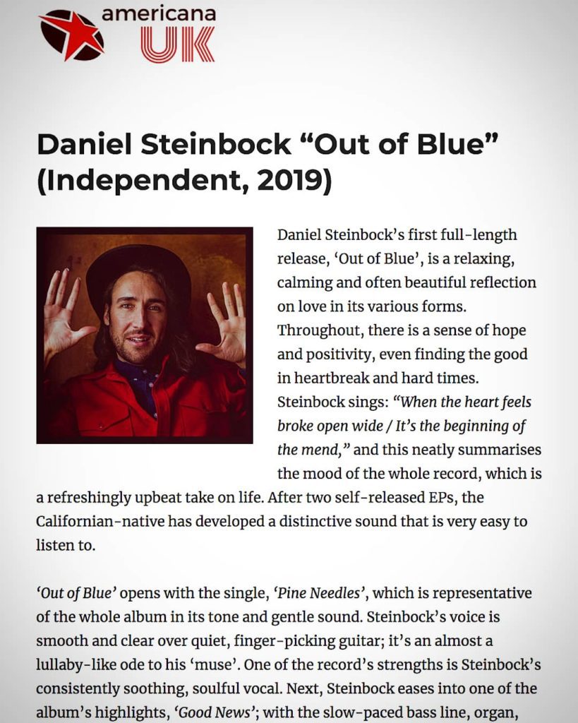 Out of Blue album review by Americana UK
